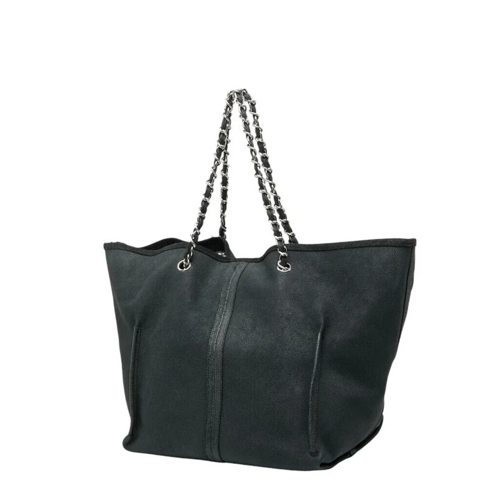 CHANEL Black Caviar Leather Tote Bag